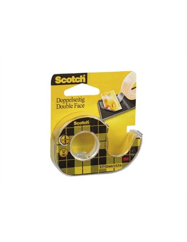 Ruban adhésif scotch double face 136 montages papier photos dévidoir 12mmx6m.