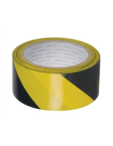 Ruban adhésif q-connect sécurisé ruban signalisation résistant 48mmx20m coloris noir/jaune.