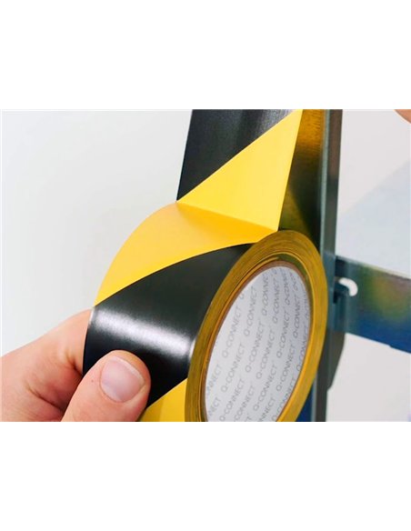 Ruban adhésif q-connect sécurisé ruban signalisation résistant 48mmx20m coloris noir/jaune.