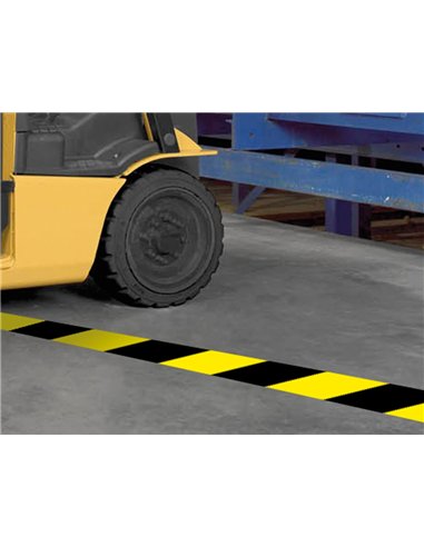 Ruban adhésif q-connect sécurisé ruban signalisation résistant 48mmx20m coloris noir/jaune.