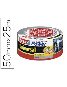 Toile adhésive tesa plastifiée extra forte réparation multiusage intérieur extérieur imperméable résistant 50mmx25m gris.
