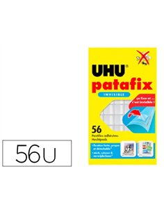 Pastille adhésive uhu invisible double face ultra-fine fixation permanente étui 56 unités.