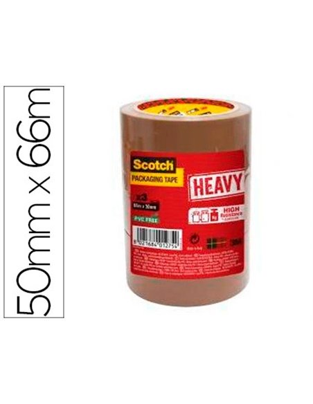 Ruban adhésif scotch heavy emballage 57 microns 50mmx66m coloris havane lot de 3u.
