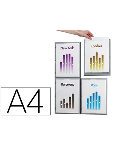 Cadre paperflow polystyrène cadr'info a4 coloris aluminium.