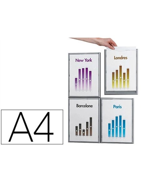 Cadre paperflow polystyrène cadr'info a4 coloris aluminium.