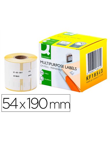 Étiquette adhésive q-connect 59x190mm compatible dymo 99019 boîte 110 unités.