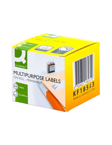Étiquette adhésive q-connect 59x190mm compatible dymo 99019 boîte 110 unités.
