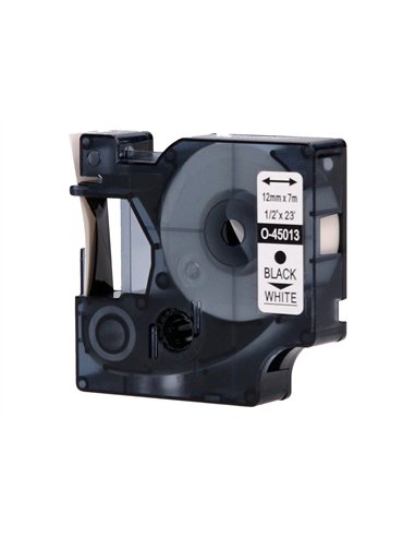 Ruban titreuse q-connect 1000 noir-blanc 12mm x 7mt d1 0-45013.
