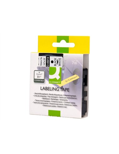 Ruban titreuse q-connect 1000 noir-blanc 12mm x 7mt d1 0-45013.