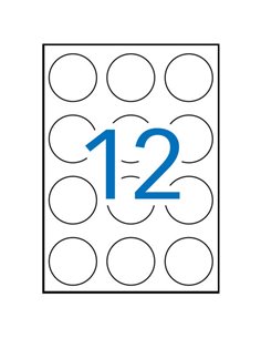 Pack Apli de 1 200 étiquettes rondes Ø 60 mm - 100 feuilles de 12 étiquettes - Adhésif permanent - Couleur blanche