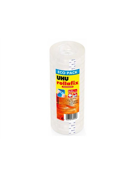 Ruban adhesif uhu rollafix transparent lot de 8 rouleaux 30m x 19mm.