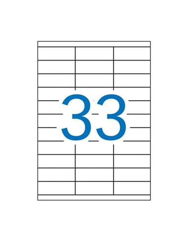 Pack Apli de 3 300 étiquettes rectangulaires 70 x 25,4 mm - 100 feuilles de 33 étiquettes - Adhésif permanent - Bords droits - B