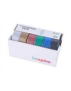 Set de 6 rubans masking tape washi foil serie glitter.
