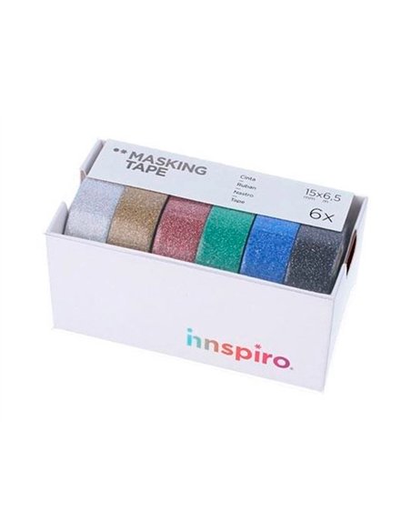 Set de 6 rubans masking tape washi foil serie glitter.