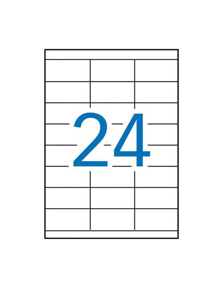 Pack de 2 400 étiquettes rectangulaires Apli 70 x 35 mm - 100 feuilles x 24 étiquettes - Adhésif permanent - Bords droits - Coul