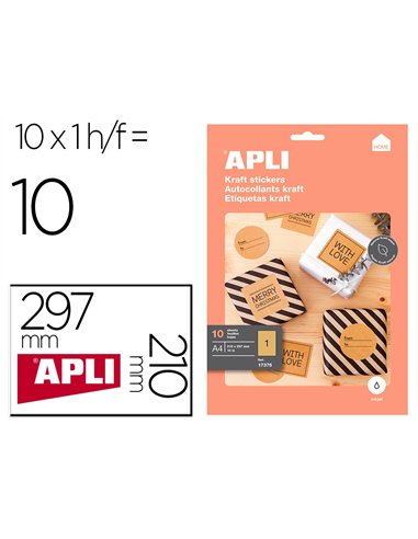 Etiquette apli kraft jet d encre 210x297mm paquet de 10 feuilles.