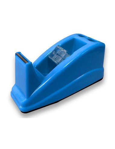 Devidoir de comptoir de ruban adhesif pour rouleau de 33m 135x58x60 mm coloris bleu.