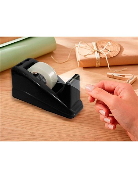 Devidoir de comptoir de ruban adhesif pour rouleau de 33m 135x58x60 mm coloris noir.