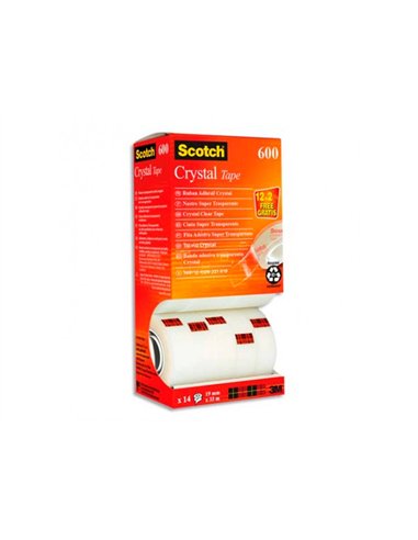 Ruban adhesif scotch cristal multipack de 14 rouleau 19mm x 33.
