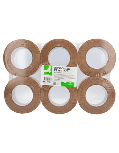 Ruban adhesif q-connect pour emballage kraft renforce 50mx50mm.