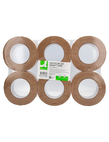 Ruban adhesif q-connect pour emballage kraft renforce 50mx50mm.