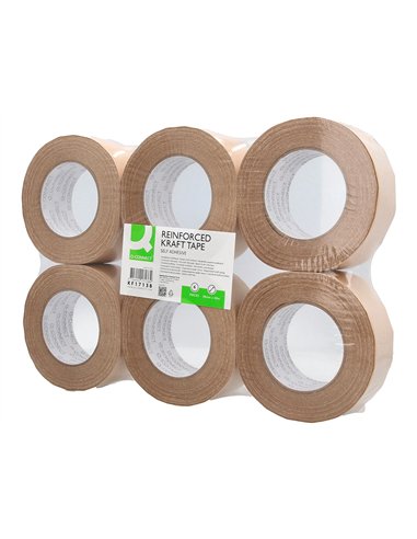 Ruban adhesif q-connect pour emballage kraft renforce 50mx50mm.