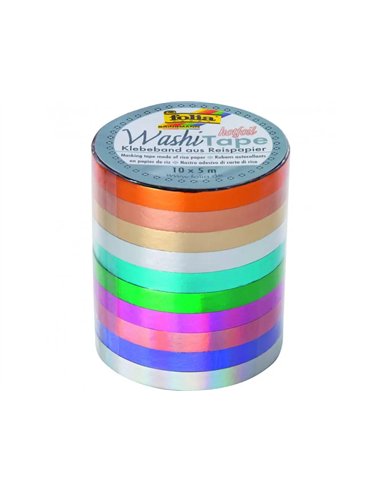 Lot mini rubans folia 3mmx5m 170g dorure hotfoil uni 10 unites coloris assortis.