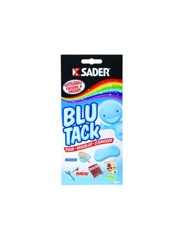 Etui pate adhesive blu tack sader surfaces non poreuses 100g.
