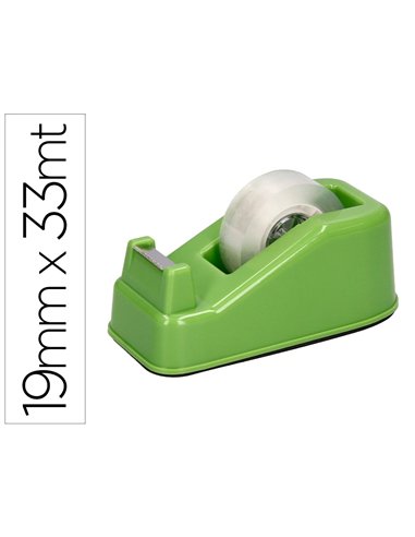 Devidoir de comptoir liderpapel ecouse 100% plastique recycle ruban adhesif 19mmx33m coloris vert.