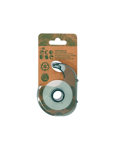 Mini devidoir liderpapel ecouse 100% plastique recycle pour ruban adhesif 33 mm x 19 mm.