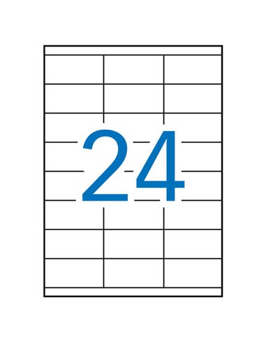 Pack Apli de 2 400 étiquettes 70 x 37 mm - 100 feuilles x 24 étiquettes - Adhésif permanent - Bords droits - Couleur blanche