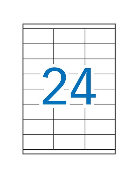 Pack Apli de 2 400 étiquettes 70 x 37 mm - 100 feuilles x 24 étiquettes - Adhésif permanent - Bords droits - Couleur blanche