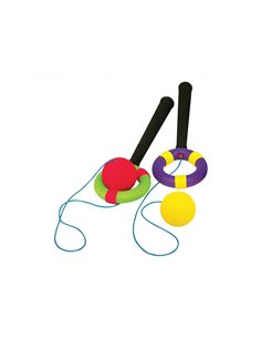 Jeux de kermesse first loisirs bilboquet mousse anneau rigide caoutchouc balle en mousse jeu ludique.