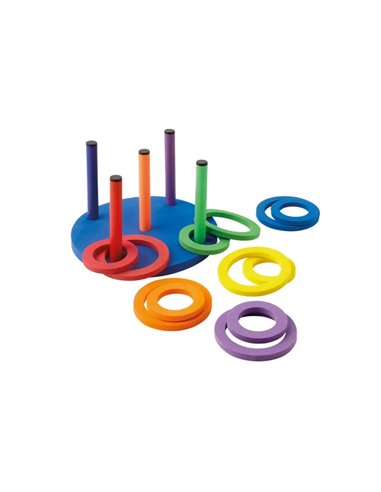 Jeux de kermesse tremblay cible et anneaux mousse 5 cibles et 12 anneaux.