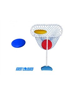 Jeux de kermesse first loisirs kit cible panier et disques reglables 3 hauteurs base carree.
