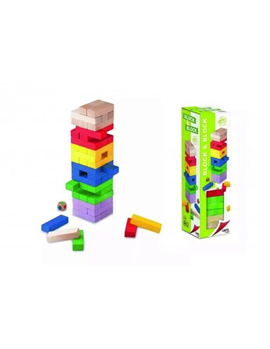 Jeu d adresse cayro tour infernale en bois 54 pieces en 6 coloris et 1 de.