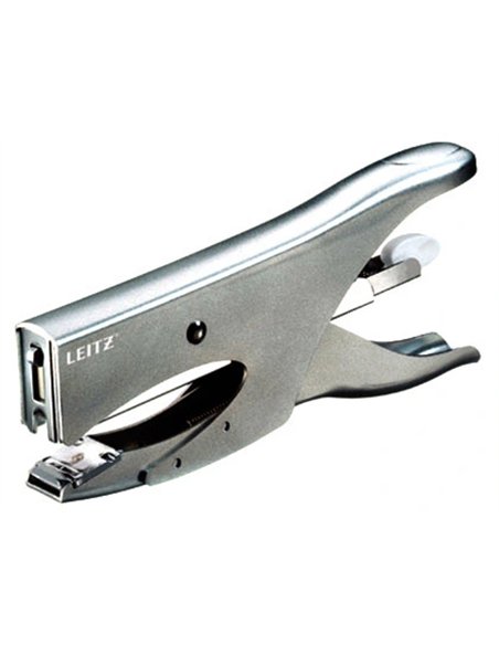 Pince à agrafer leitz 5549 métal ergonomique 60x28x190mm 40f agrafes 24/8 coloris argent.