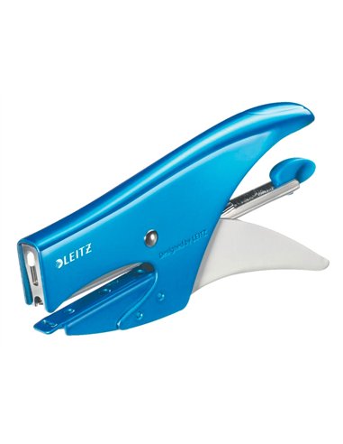 Pince à agrafer leitz 5531 wow métal 82x24x160mm 15f agrafes n.10 coloris bleu métallisé.
