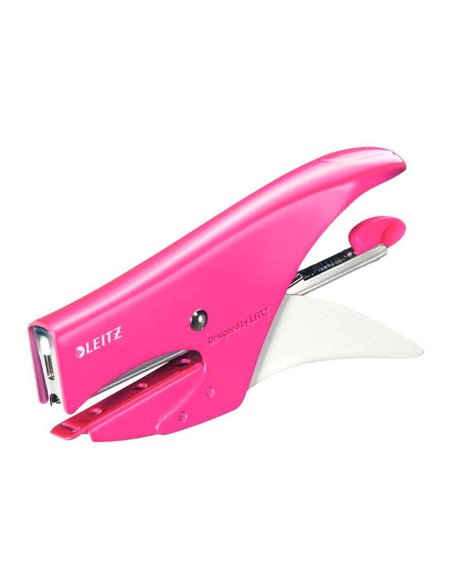 Pince à agrafer leitz 5531 wow métal 82x24x160mm 15f agrafes n.10 coloris rose métallisé.
