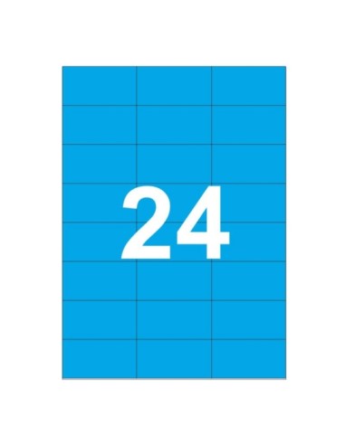 Pack Apli de 480 étiquettes 70 x 37 mm - 20 feuilles x 24 étiquettes - Adhésif permanent - Bords droits - Couleur bleue