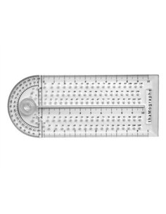 Thamographe codamex 4 outils en 1 equerre compas rapporteur regle plastique transparent.