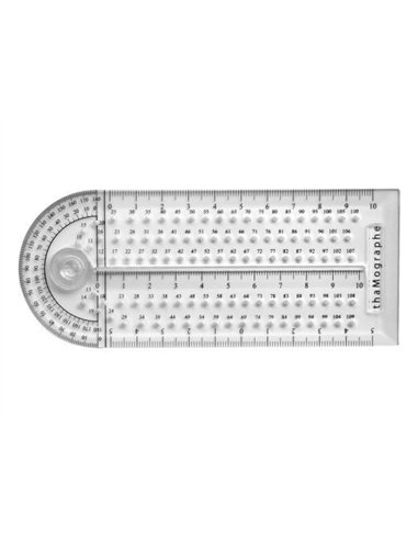 Thamographe codamex 4 outils en 1 equerre compas rapporteur regle plastique transparent.