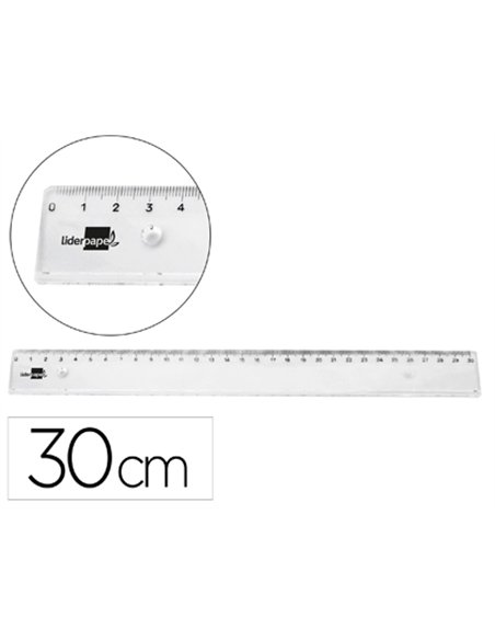 Regle liderpapel plastique incassable transparent 30 cm.