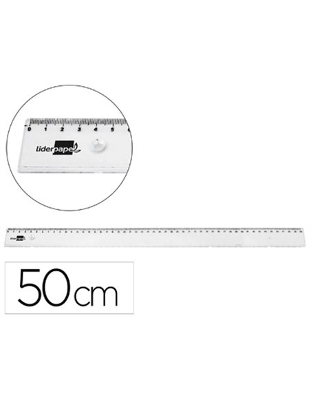 Regle liderpapel plastique incassable transparent 50 cm.