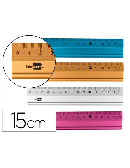 Regle liderpapel aluminium graduee 15 cm.