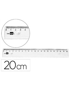 Regle liderpapel plastique incassable transparent 20 cm.