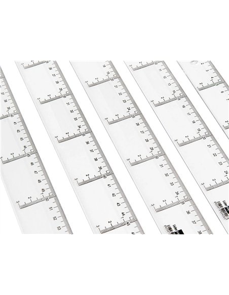 Règle liderpapel graduation verticale horizontale 40cm bord biseauté gamme cristal transparente économique.