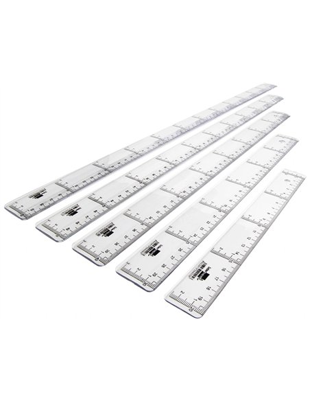 Règle liderpapel graduation verticale horizontale 50cm bord biseauté gamme cristal transparente économique.