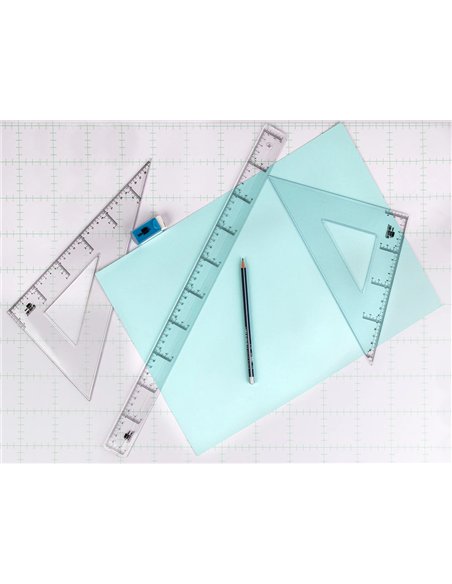 Règle liderpapel graduation verticale horizontale 50cm bord biseauté gamme cristal transparente économique.