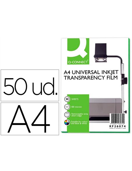 Transparent q-connect économique ohp imprimante jet encre format a4 bande détachable boîte 50 unités.